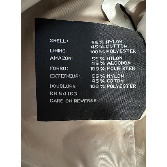 Nine West Beige Button Up Trench Coat Sz M Rain Jacket 3/4 Bell Sleeve Pockets - Picture 7 of 9